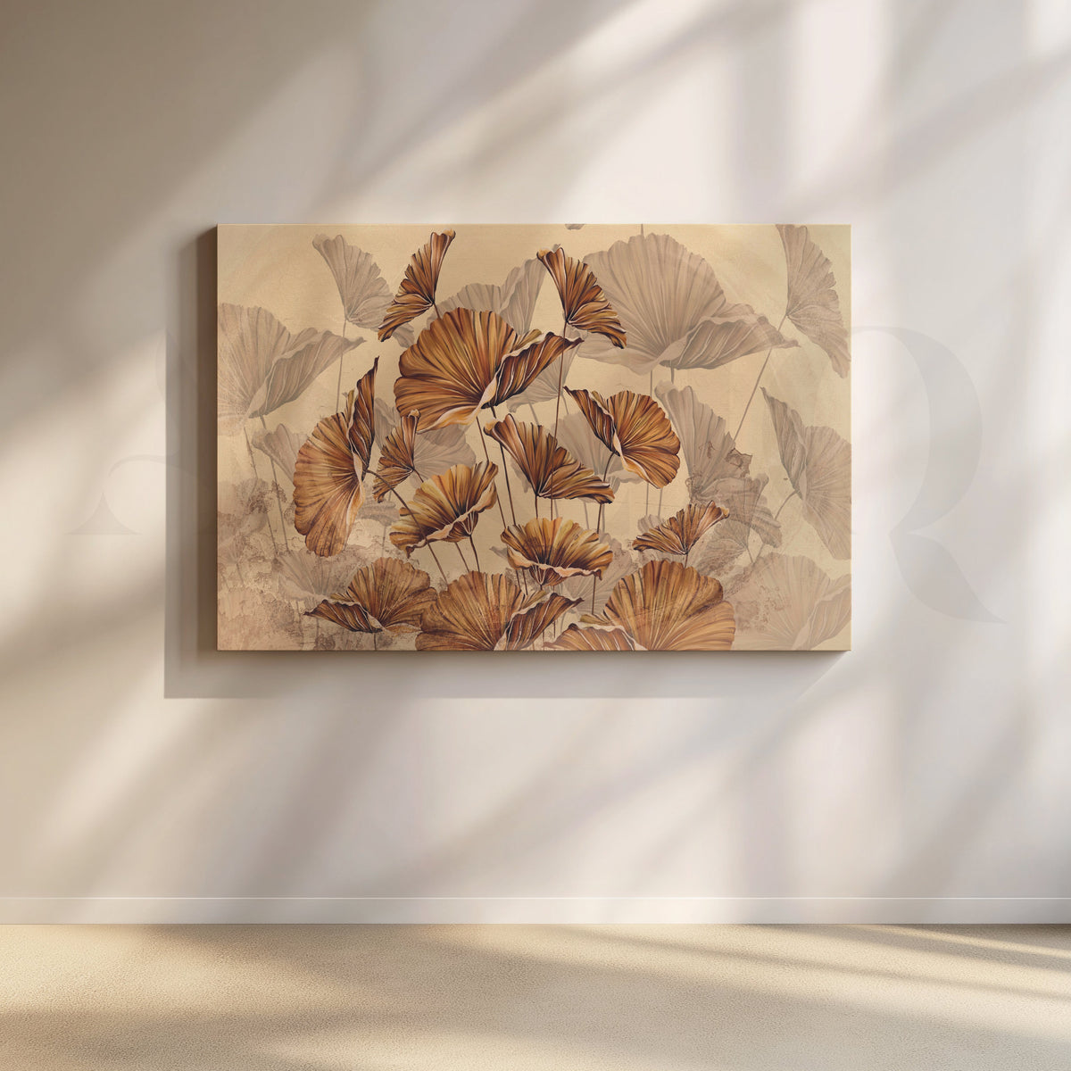 Golden Ginkgo Elegance Floral Artwork – Asha Art Studio