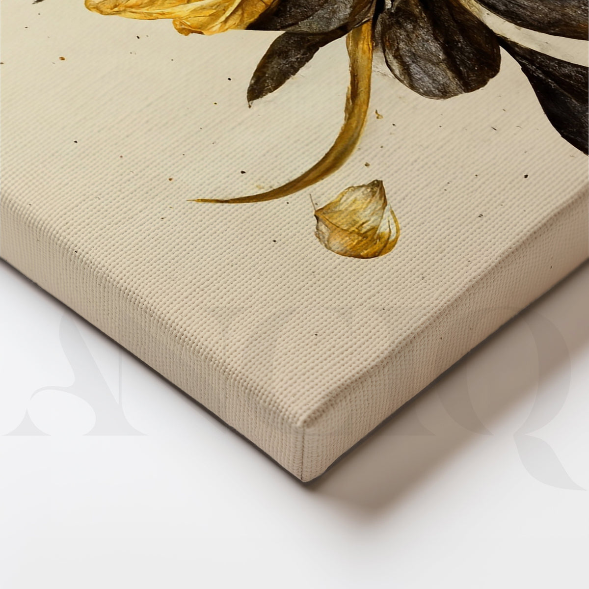 Elegant Golden Floral Canvas Artwork – Asha Art Studio – Image 2