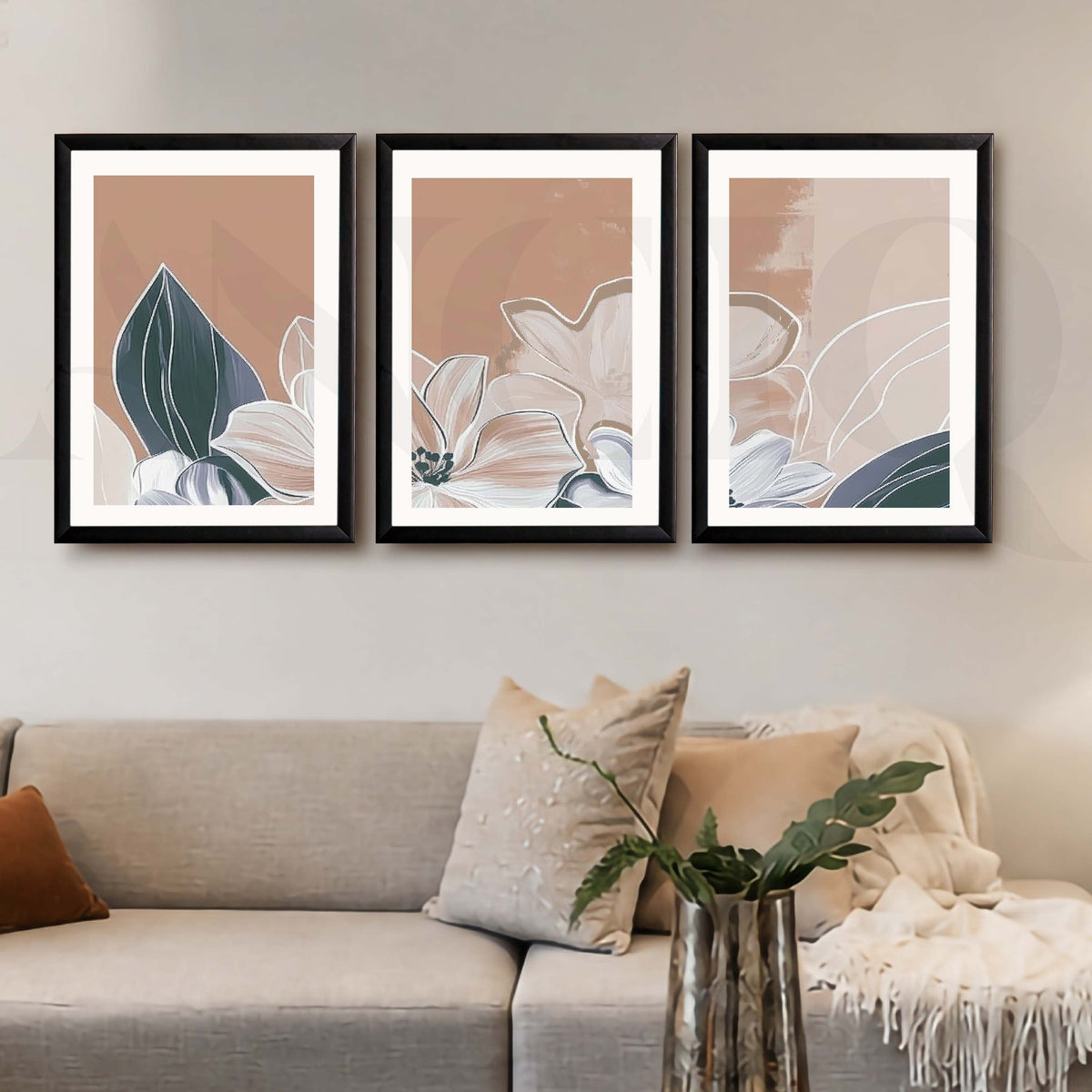 Soft Floral Botanical Gallery Wall Artwork Set of 3 – Asha Art Studio – Image 7