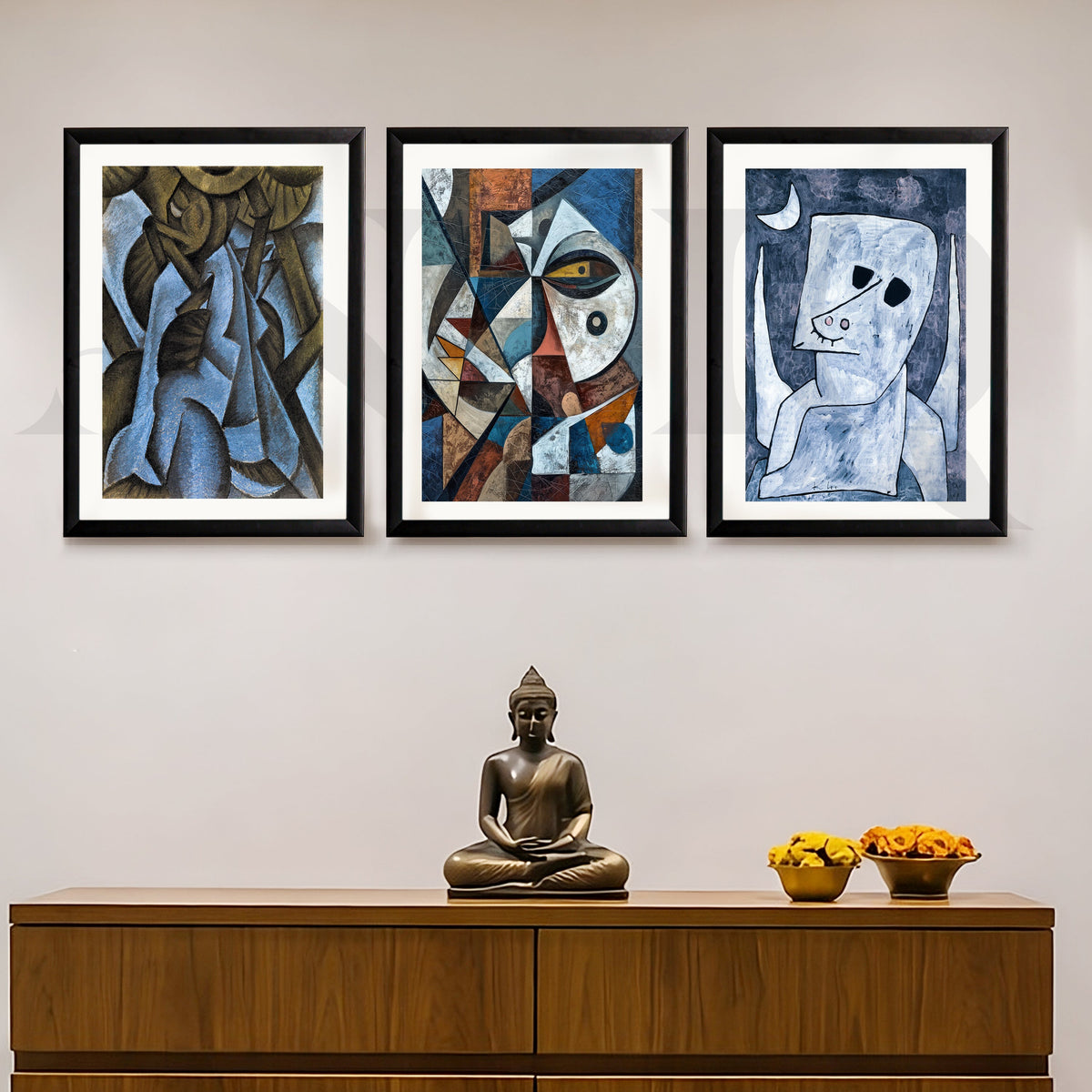 Avant-Garde Cubist Portrait Gallery Wall – Set of 3 Modern Artworks - 18 x 24 Inches – Asha Art Studio – Image 3
