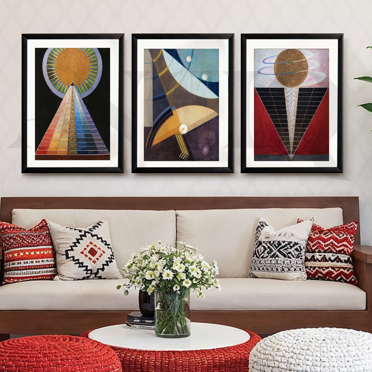 Sacred Geometry Cosmic Forms Gallery Wall – Set of 3 Abstract Symbolic Artworks - 18 x 24 Inches – Asha Art Studio – Image 3