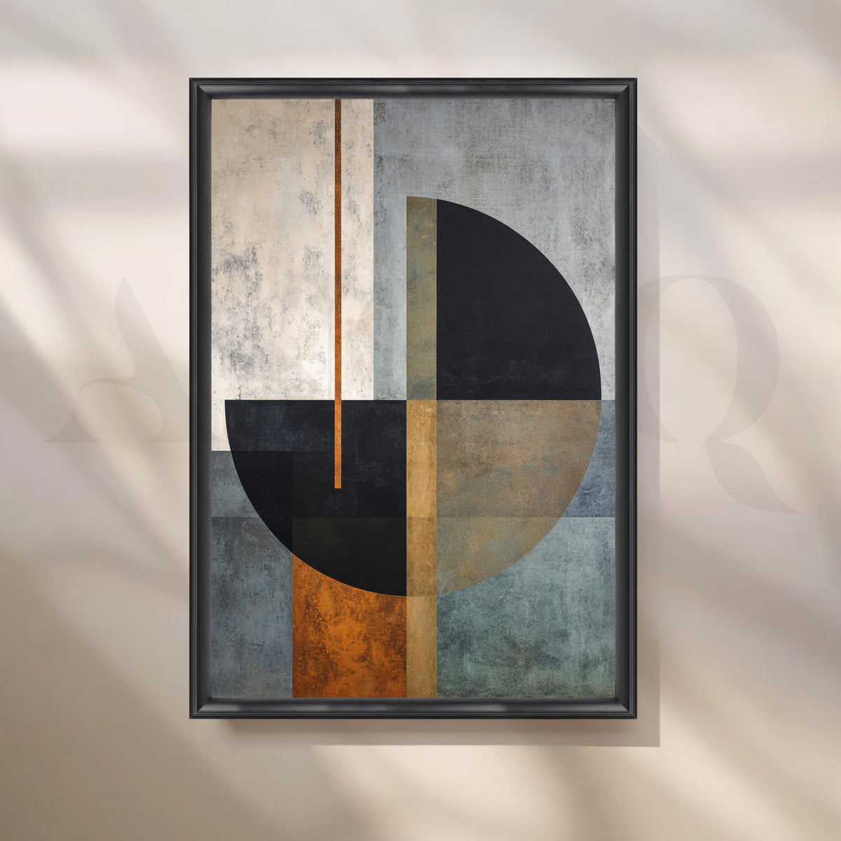 Geometric Black, Grey and Rust Abstract Canvas Artwork – Asha Art Studio – Image 3