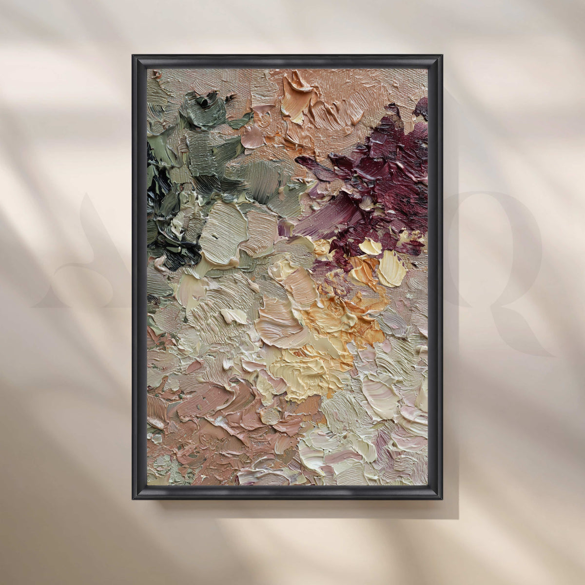 Textured Sage and Burgundy Abstract Canvas Artwork – Asha Art Studio – Image 3