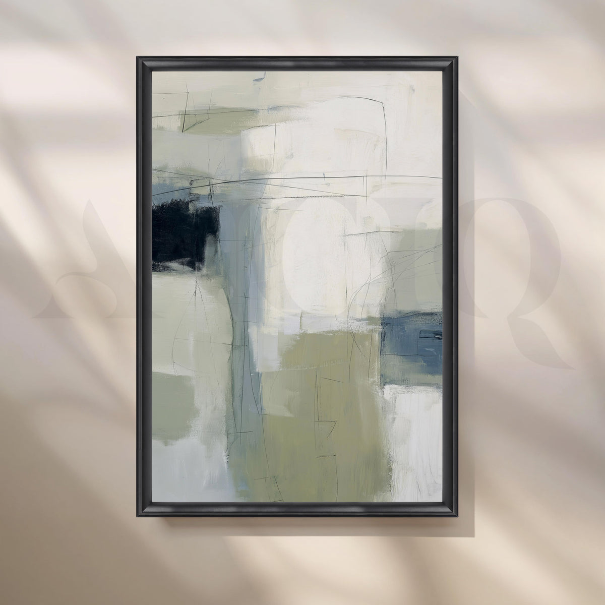 Soft Sage and Blue Abstract Canvas Artwork – Asha Art Studio – Image 3