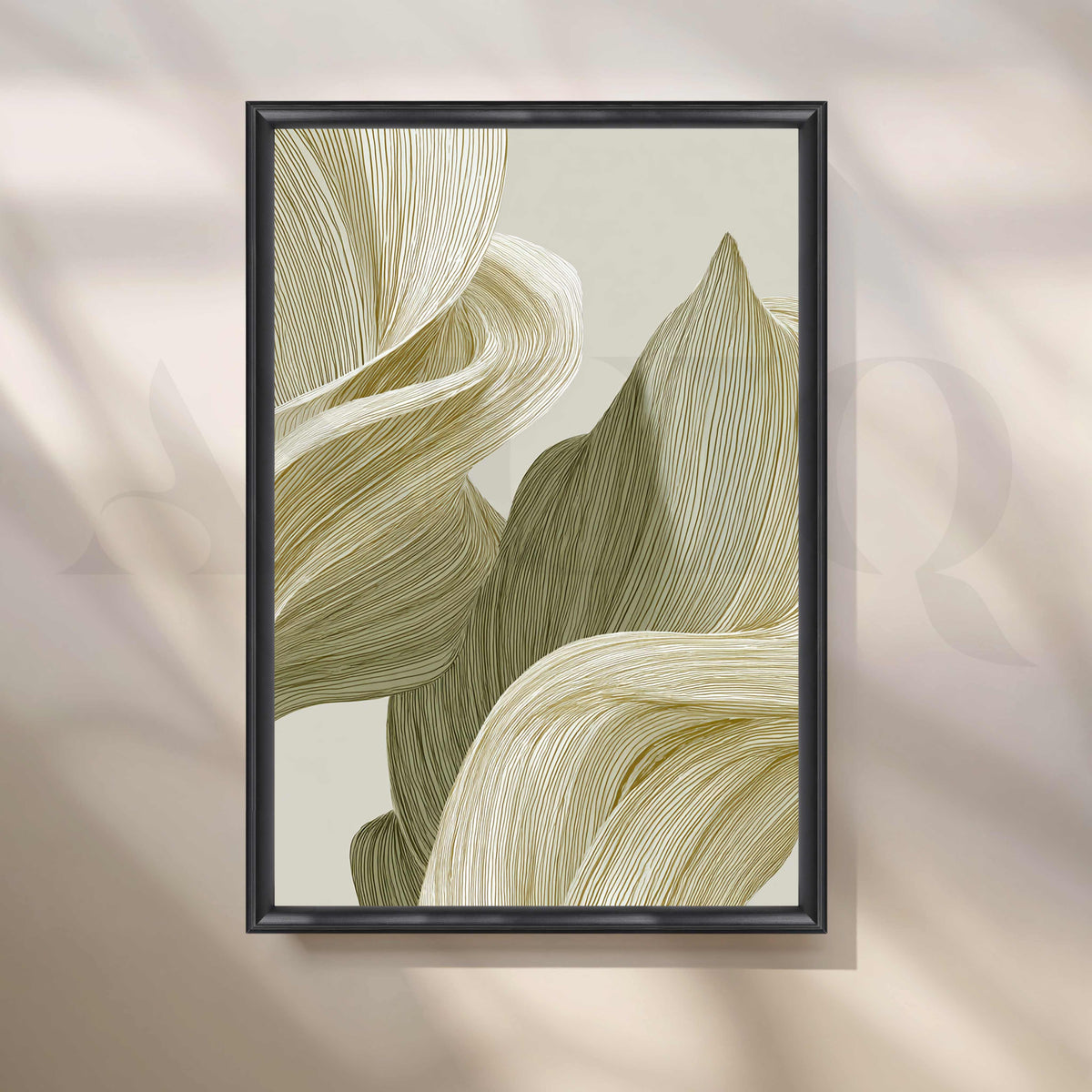 Olive and Ivory Organic Abstract Canvas Artwork – Asha Art Studio – Image 3