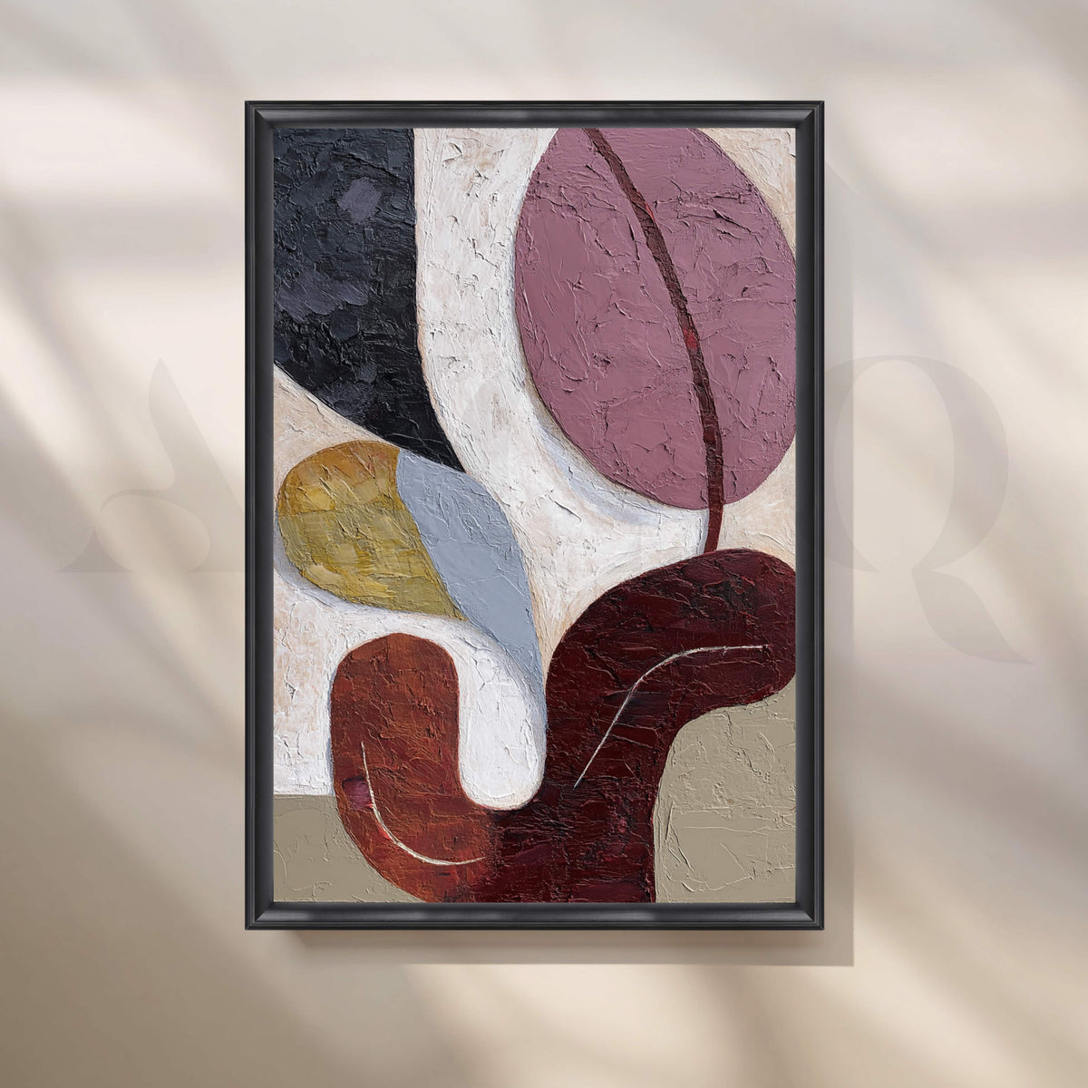 Textured Burgundy and Mauve Abstract Canvas Artwork – Asha Art Studio – Image 3