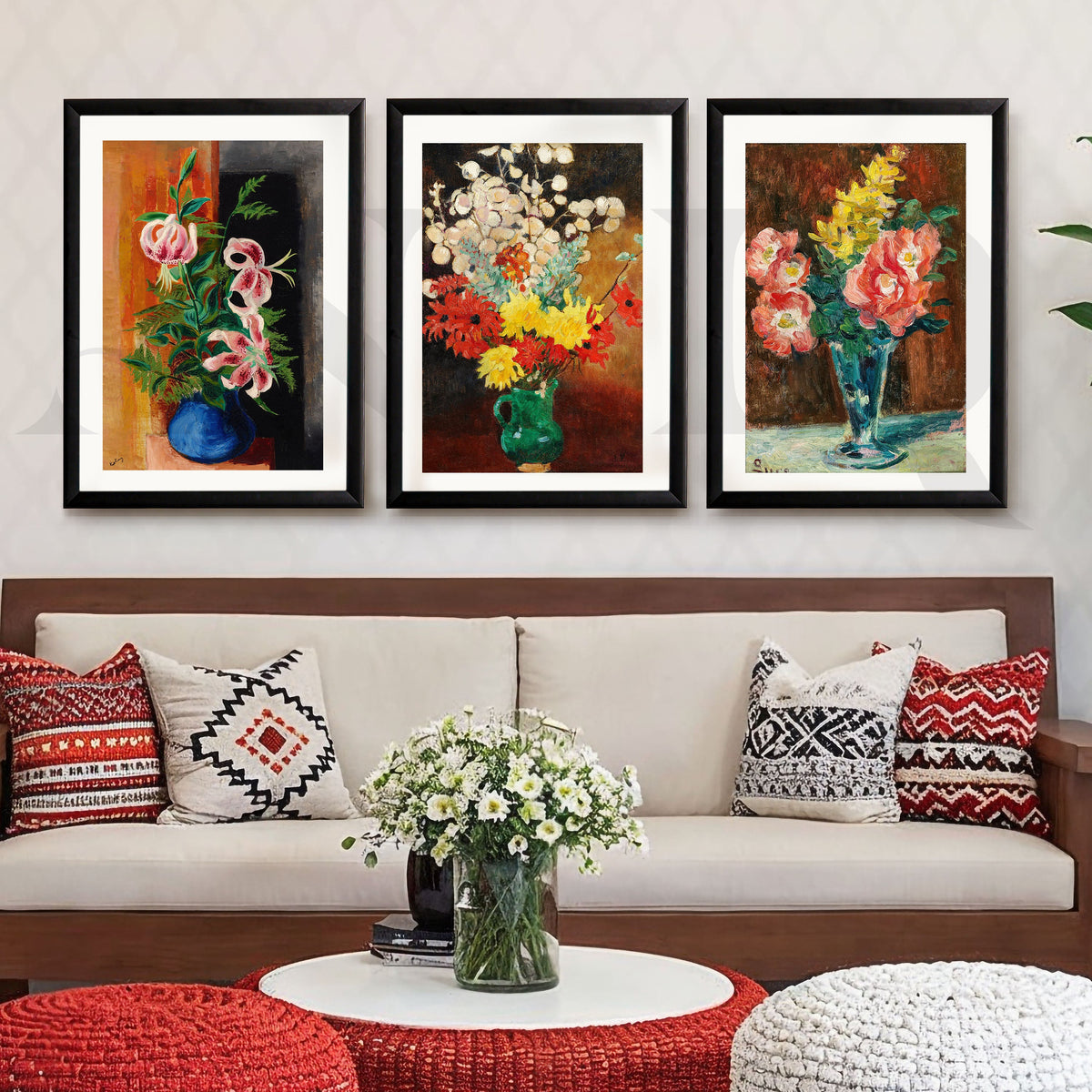 Floral Still Life Trio Gallery Wall – Set of 3 Canvas Artworks – Asha Art Studio – Image 7