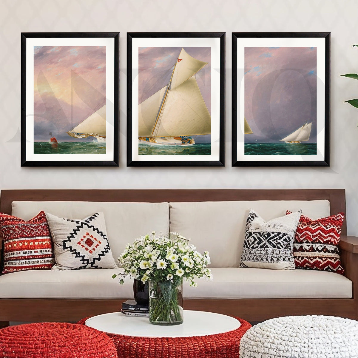 Classic Sailing Regatta Gallery Wall – Set of 3 Nautical Artworks - 18 x 24 Inches – Asha Art Studio – Image 3