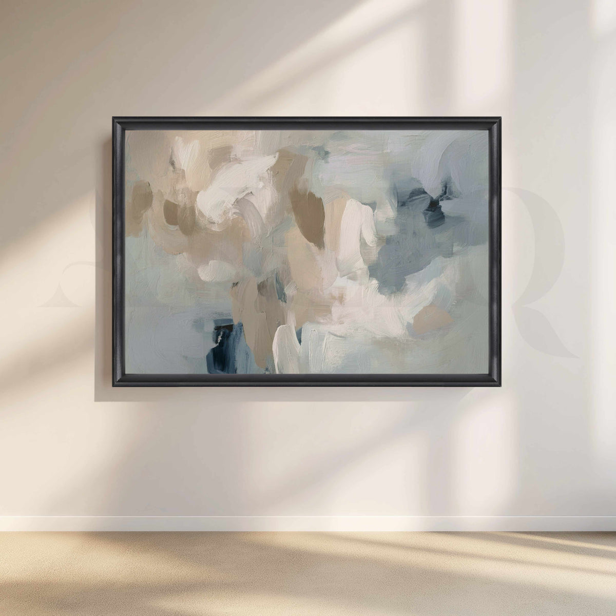 Soft Blue and Beige Abstract Canvas Artwork – Asha Art Studio – Image 3
