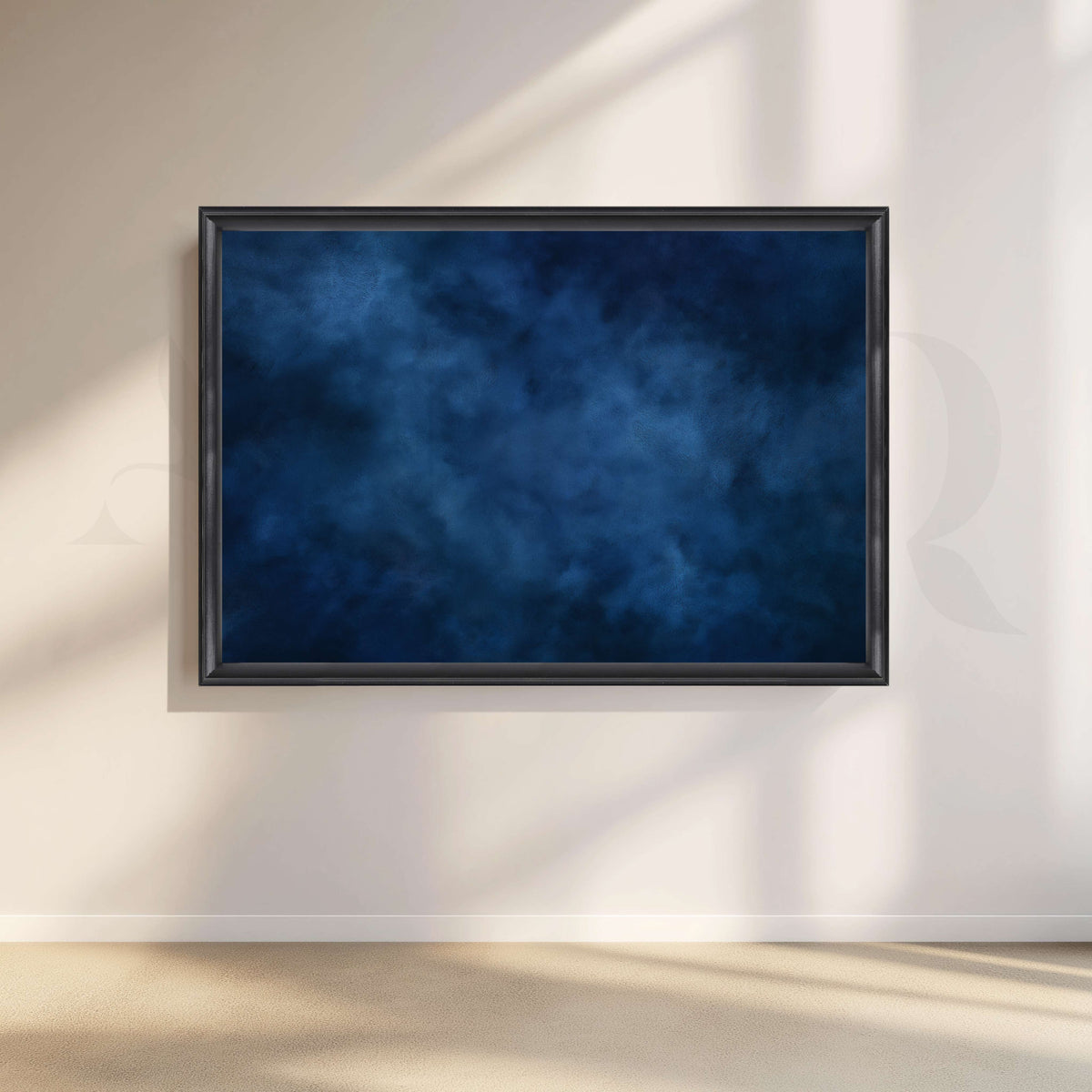 Deep Blue Textured Abstract Canvas Artwork – Asha Art Studio – Image 3