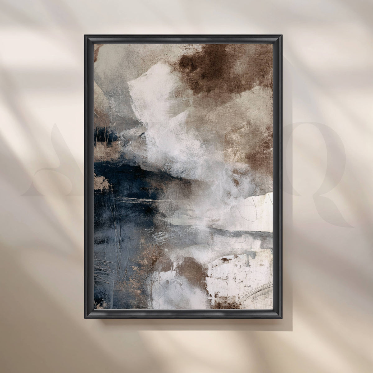 Navy, Grey and Brown Abstract Canvas Artwork – Asha Art Studio – Image 3