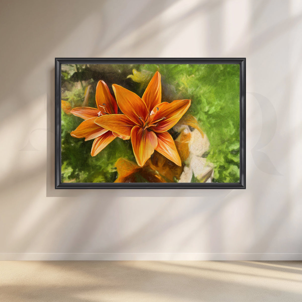 Vibrant Orange Lily Bloom Canvas Artwork – Asha Art Studio – Image 3