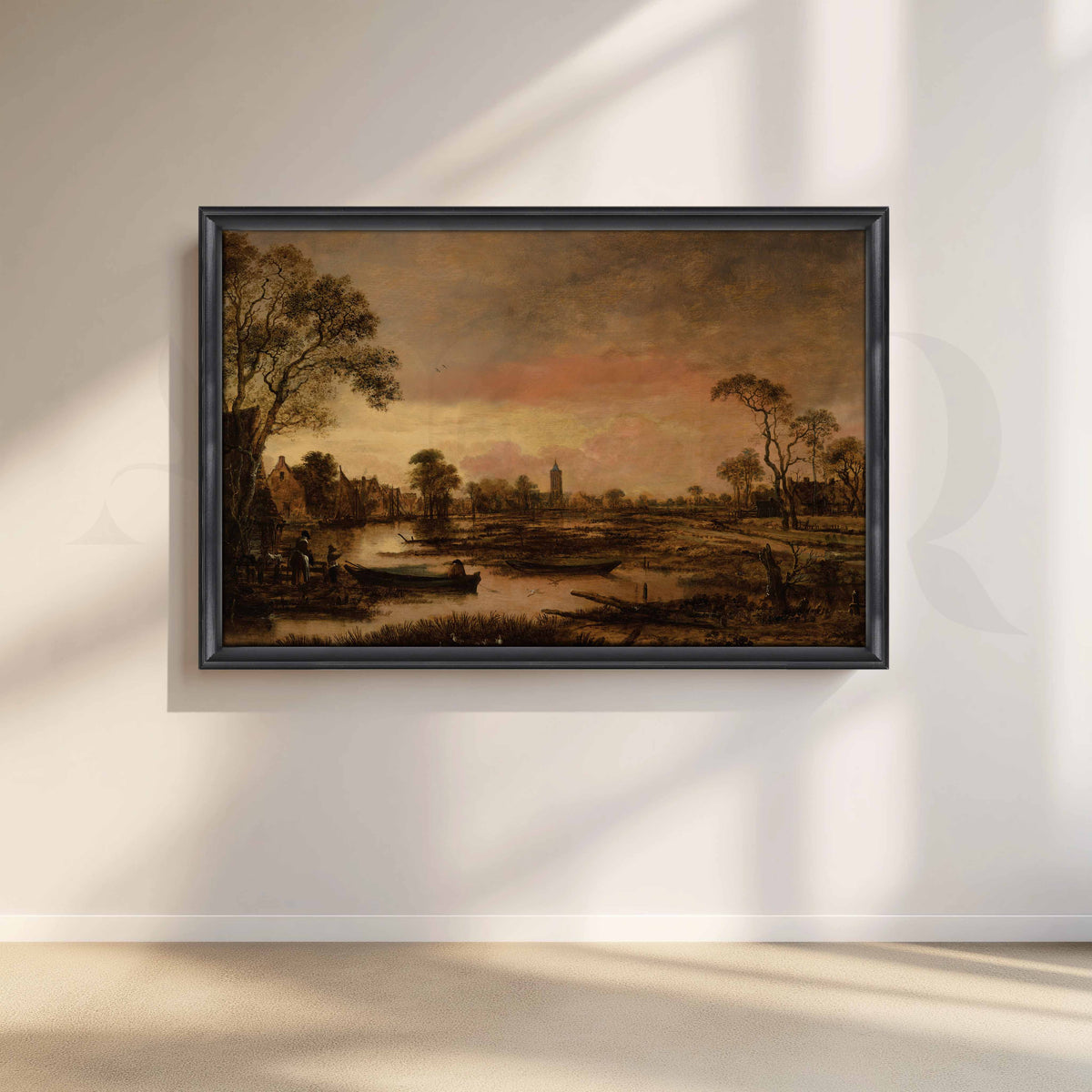 Vintage Riverside Village Canvas Artwork – Asha Art Studio – Image 3