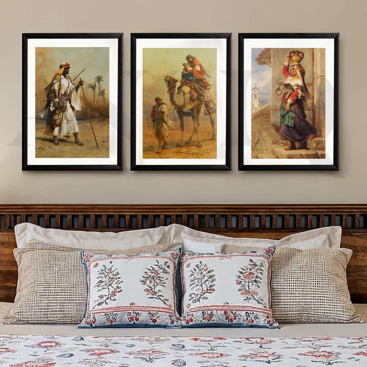 Vintage Desert Nomad Journey Gallery Wall – Set of 3 Classic Artworks - 18 x 24 Inches – Asha Art Studio – Image 3