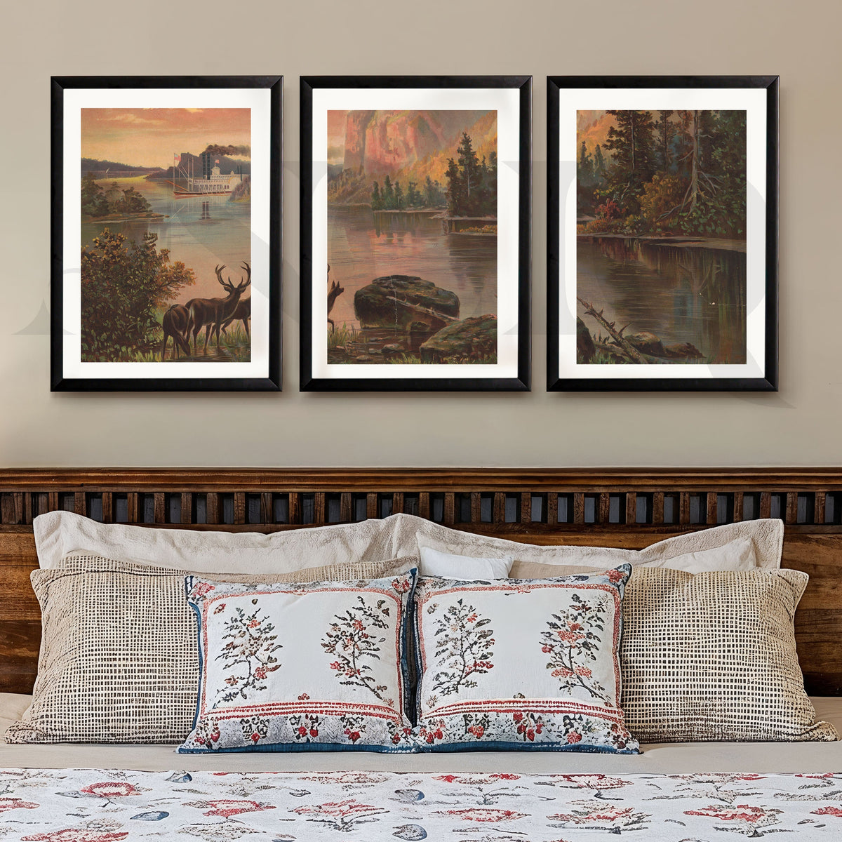 Vintage Wilderness Landscape Gallery Wall – Set of 3 Wilderness Artworks - 18 x 24 Inches – Asha Art Studio – Image 3