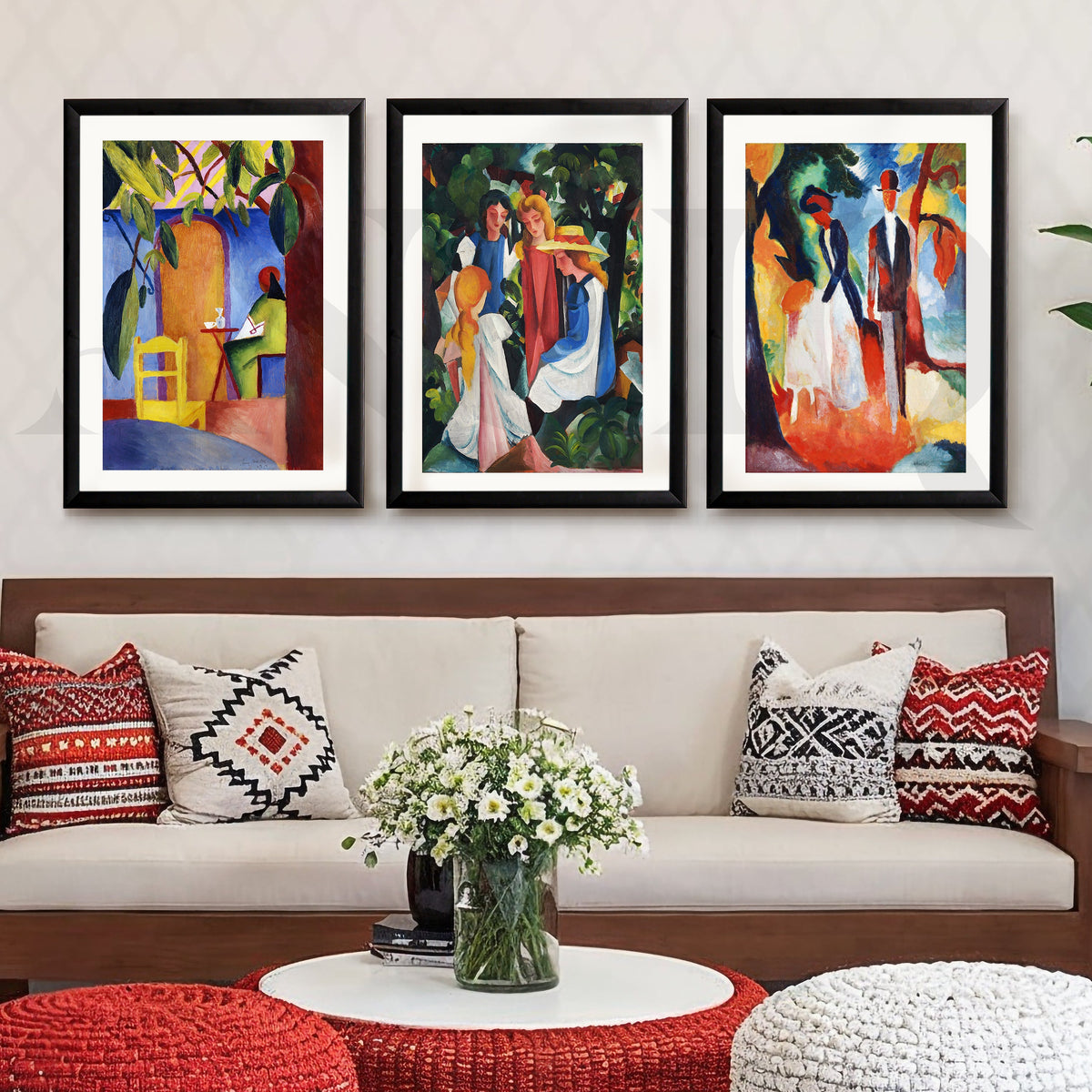 Expressionist Garden Scenes Gallery Wall – Set of 3 Modern Artworks - 18 x 24 Inches – Asha Art Studio – Image 3