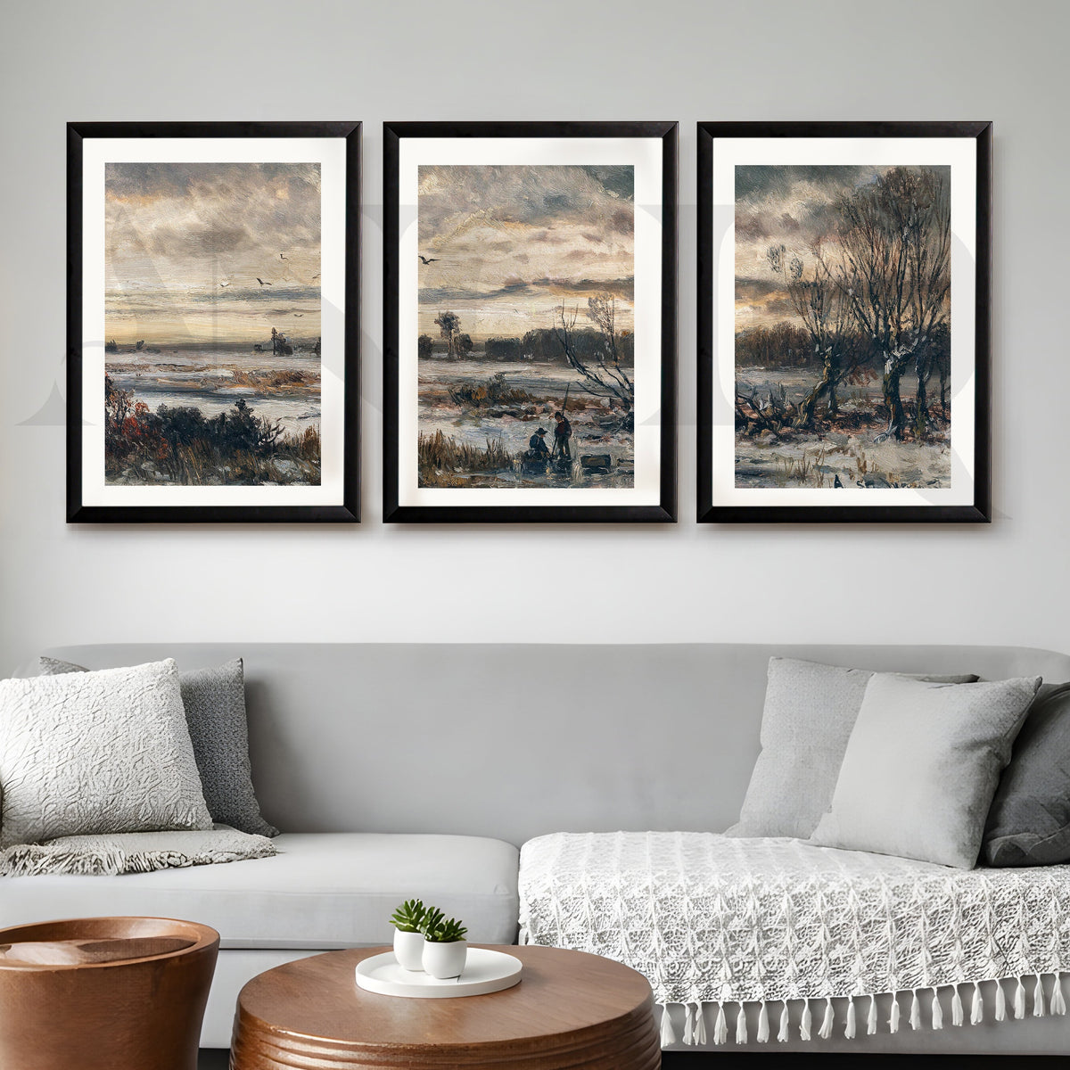 Moody Winter Countryside Gallery Wall – Set of 3 Atmospheric Landscape Artworks - 18 x 24 Inches – Asha Art Studio – Image 3