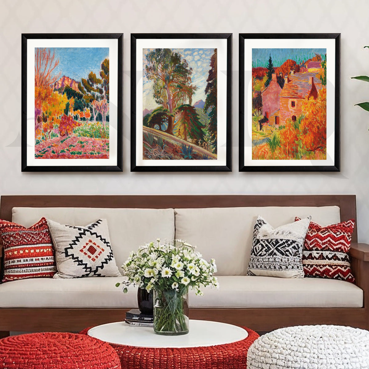 Vibrant Impressionist Countryside Gallery Wall – Set of 3 Vibrant Artworks - 18 x 24 Inches – Asha Art Studio – Image 3