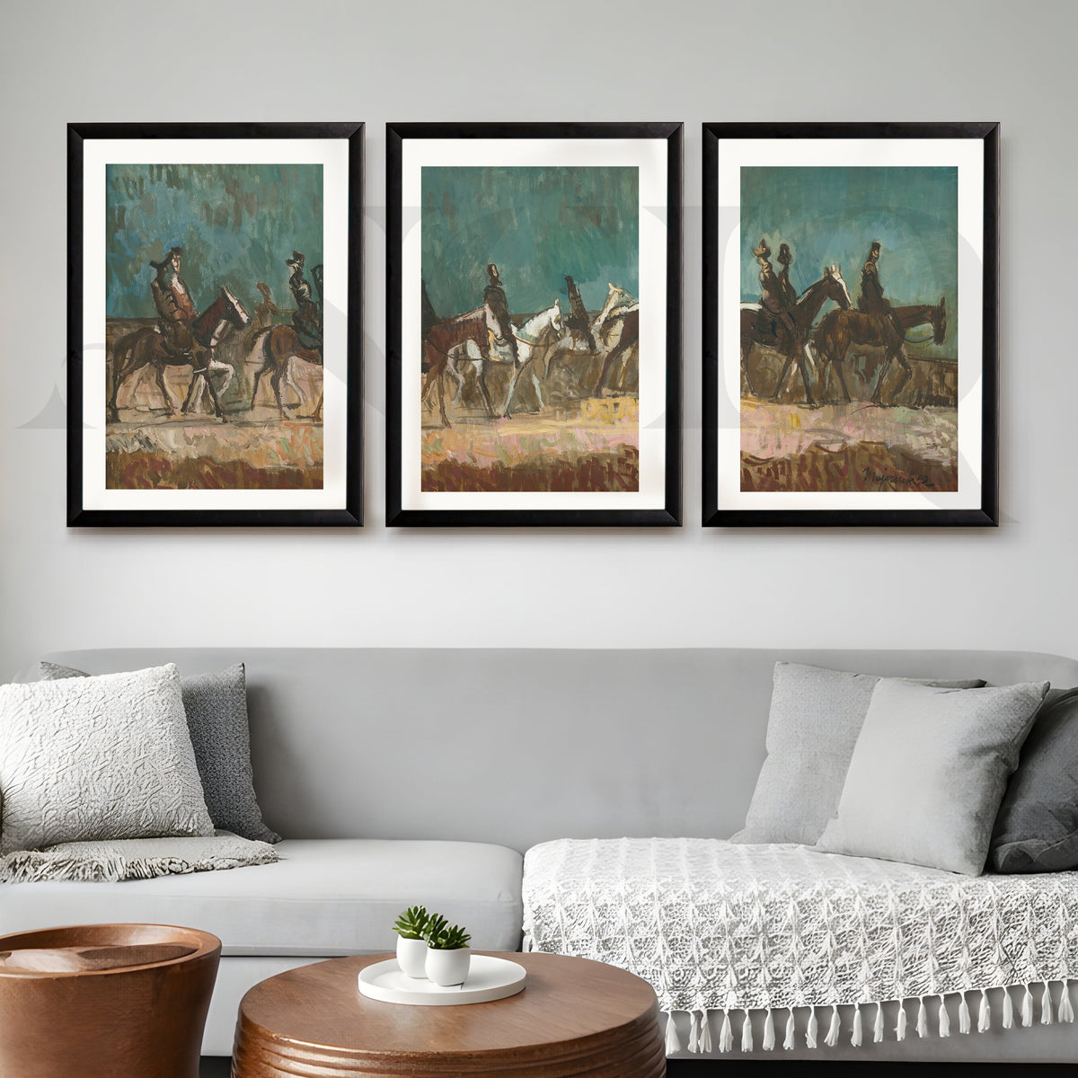 Equestrian Riders Vintage Gallery Wall – Set of 3 Classic Artworks - 18 x 24 Inches – Asha Art Studio – Image 3