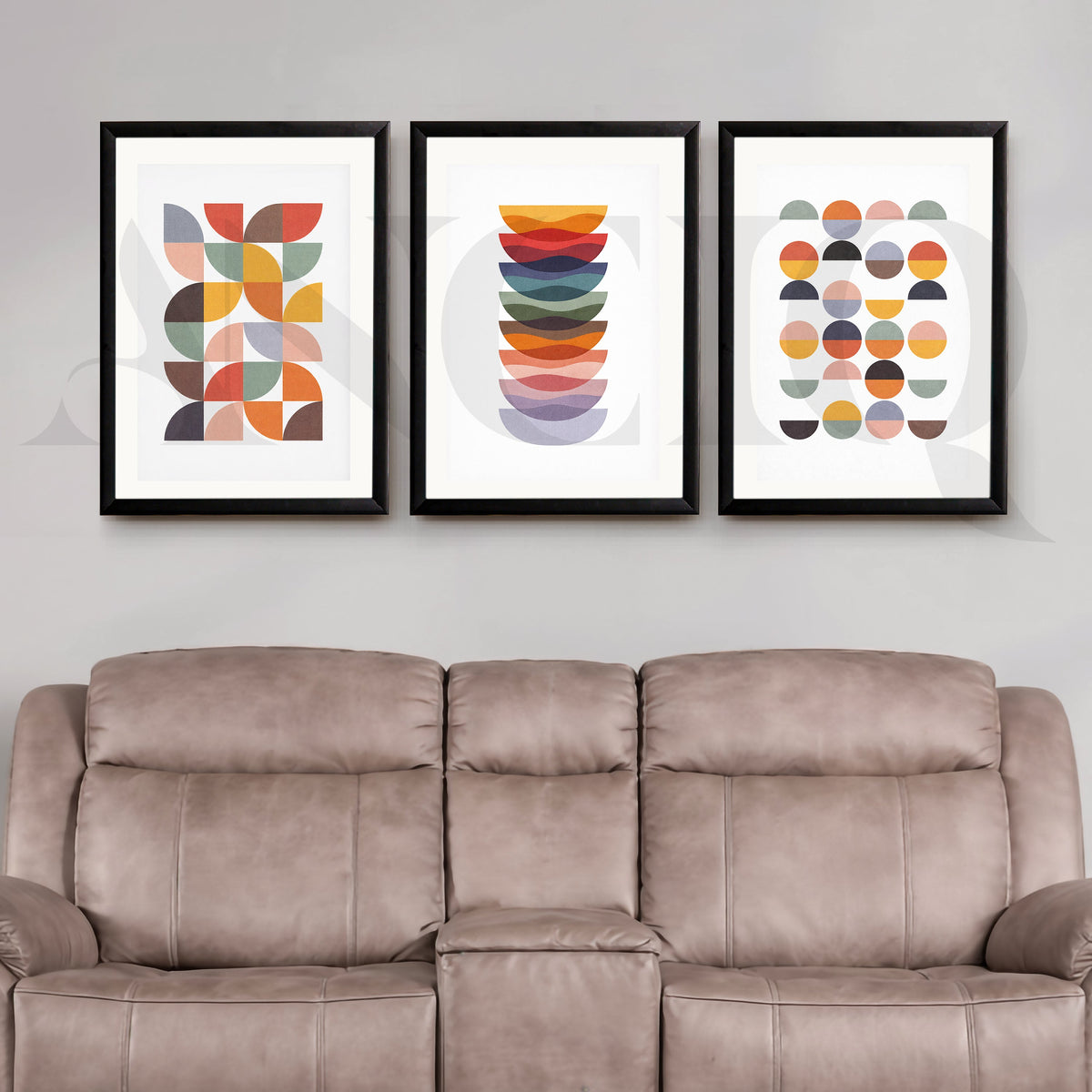Retro Geometric Harmony Gallery Wall – Set of 3 Modern Abstract Artworks - 18 x 24 Inches – Asha Art Studio – Image 7