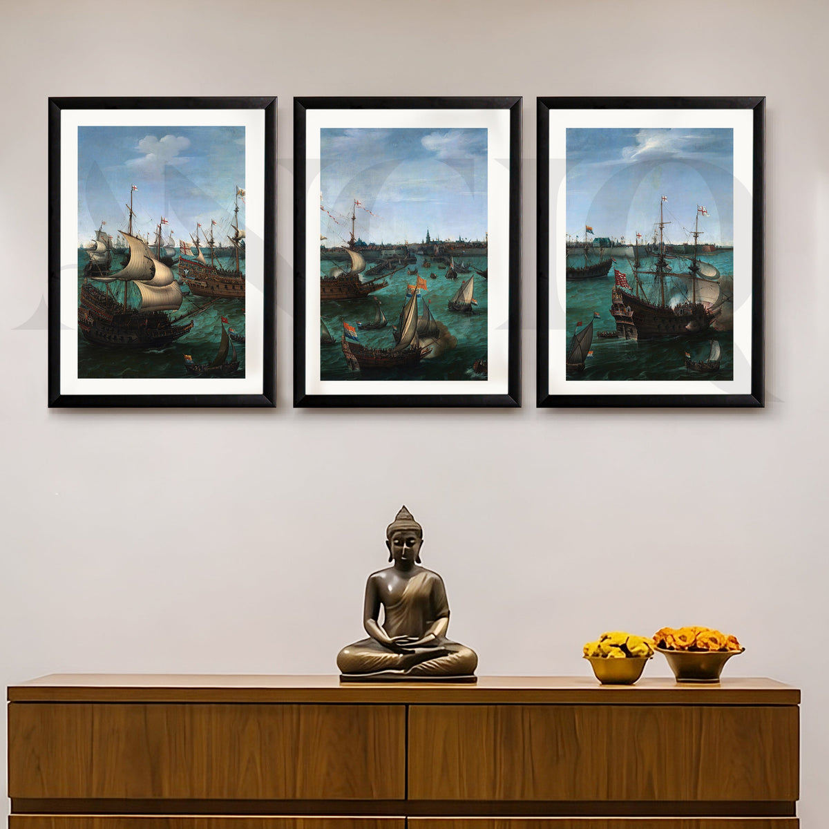 Historic Naval Fleet Gallery Wall – Set of 3 Classic Maritime Artworks - 18 x 24 Inches – Asha Art Studio – Image 3