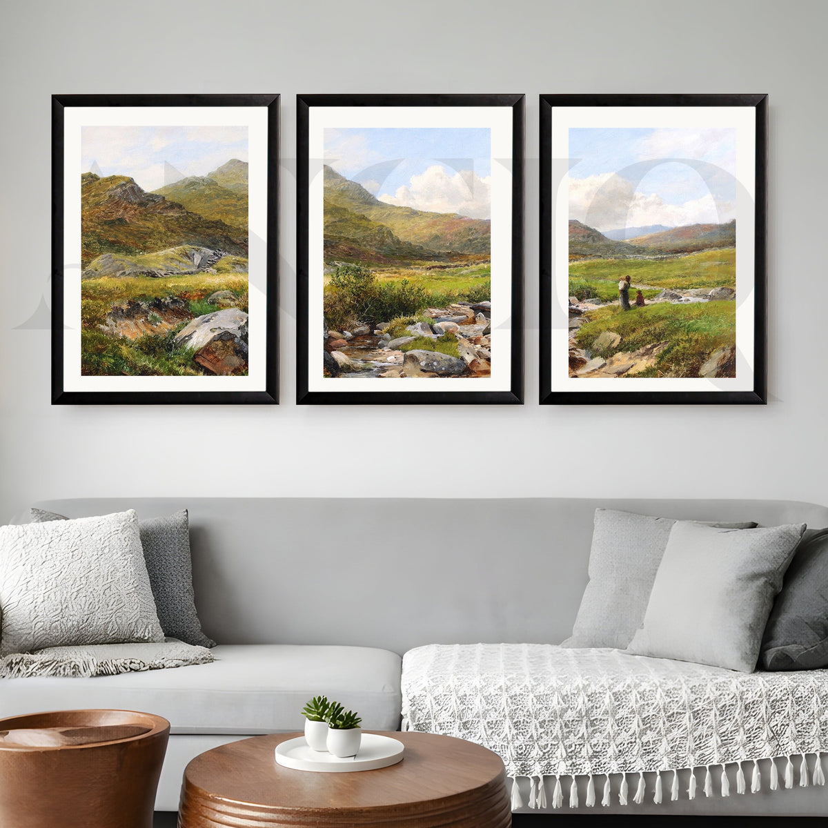 Highland Meadow Stream Gallery Wall – Set of 3 Classic Artworks - 18 x 24 Inches – Asha Art Studio – Image 7