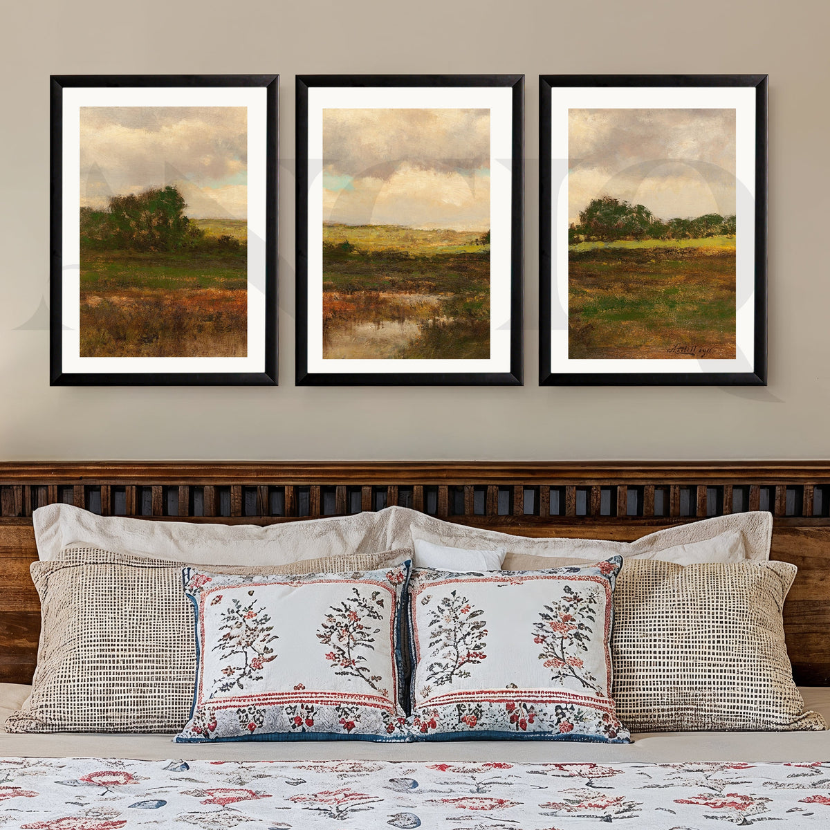 Rustic Meadow Landscape Gallery Wall – Set of 3 Classic Countryside Artworks - 18 x 24 Inches – Asha Art Studio – Image 3