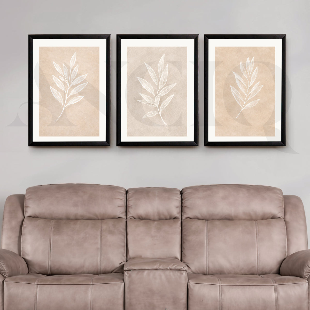 Minimal Leaf Imprint Gallery Wall – Set of 3 Botanical Artworks - 18 x 24 Inches – Asha Art Studio – Image 7
