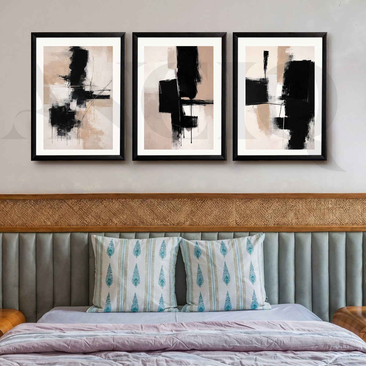Bold Monochrome Expression Gallery Wall – Set of 3 Abstract Artworks - 18 x 24 Inches – Asha Art Studio – Image 7
