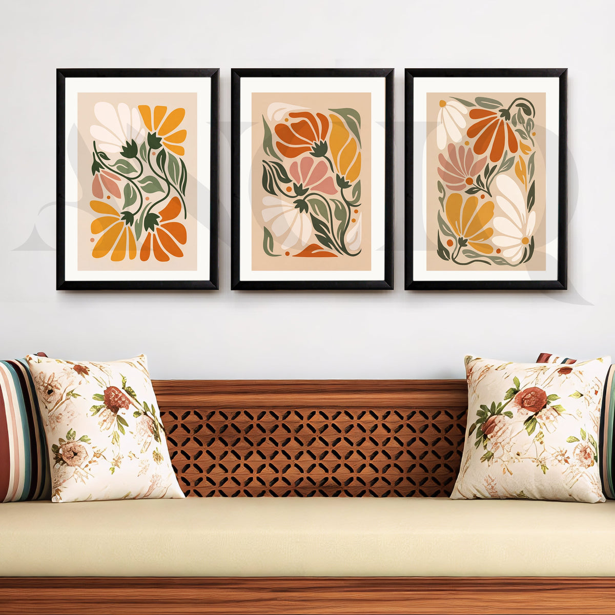 Vintage Botanical Bloom Gallery Wall – Set of 3 Floral Artworks - 18 x 24 Inches – Asha Art Studio – Image 7