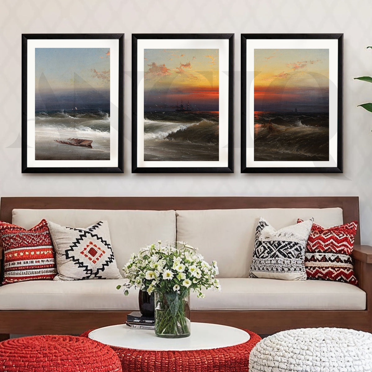 Dramatic Ocean Sunset Gallery Wall – Set of 3 Seascape Artworks - 18 x 24 Inches – Asha Art Studio – Image 7