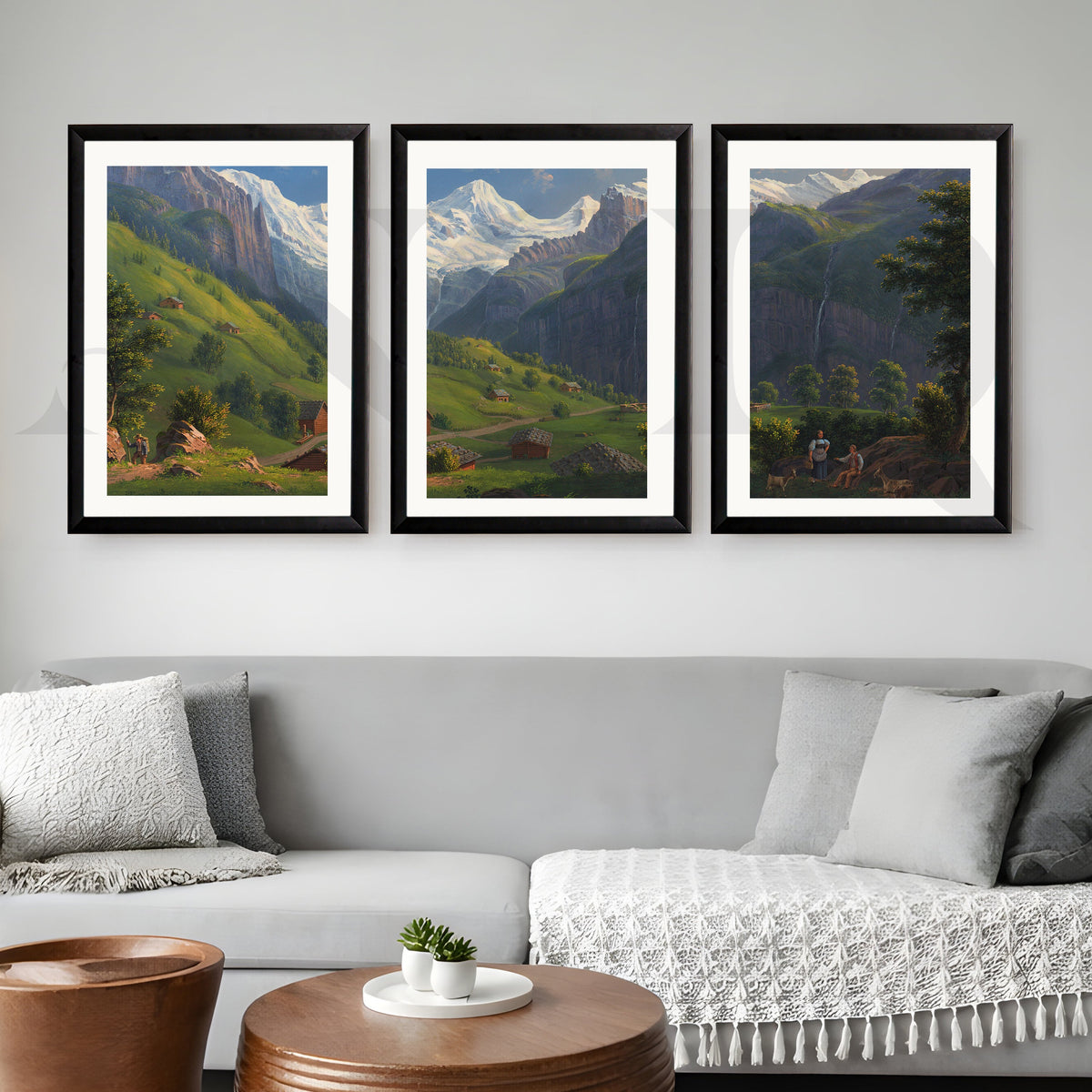 Alpine Valley Landscape Gallery Wall – Set of 3 Classic Mountain Artworks - 18 x 24 Inches – Asha Art Studio – Image 3