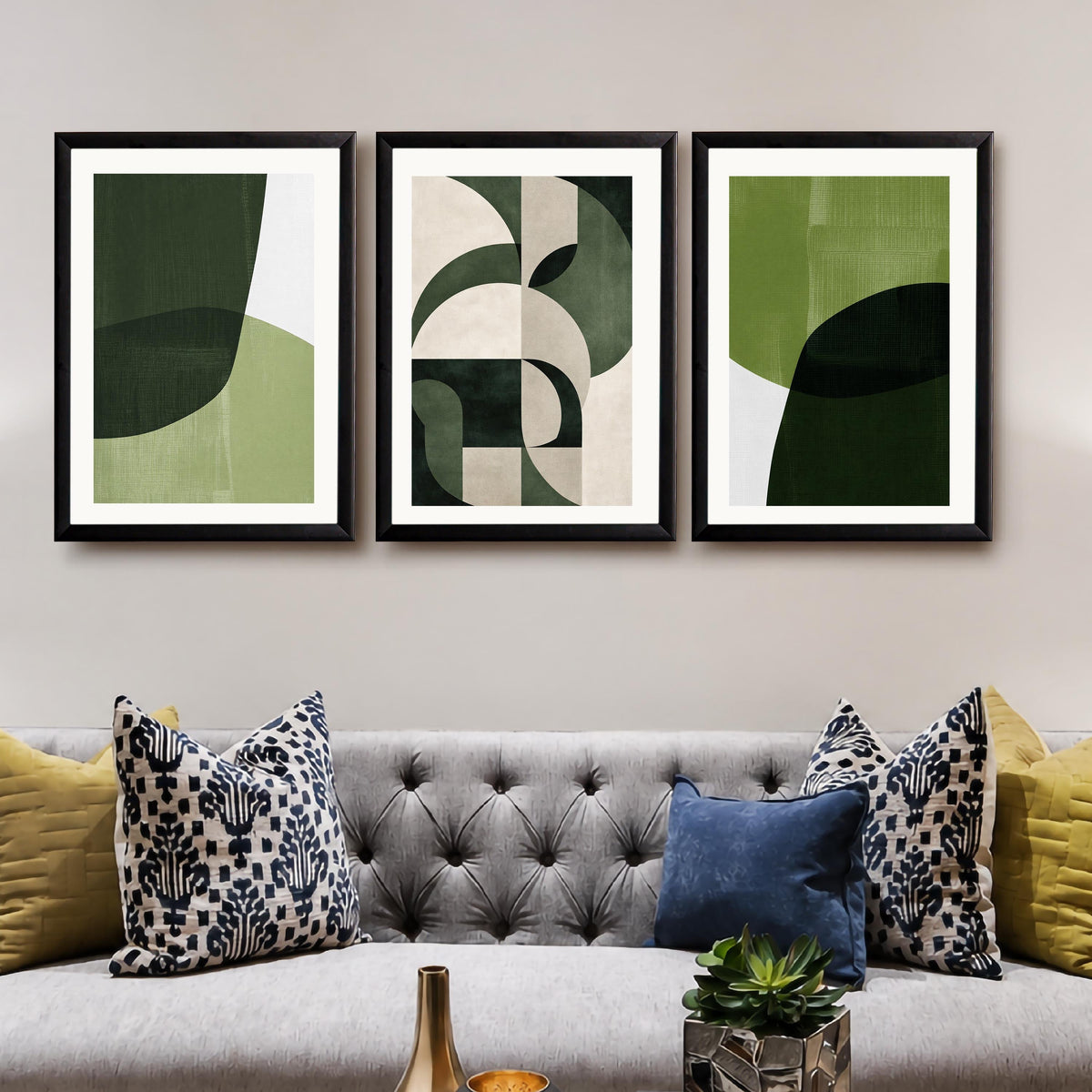 Green Abstract Gallery Wall Set of 3 - 18 x 24 Inches – Asha Art Studio – Image 7
