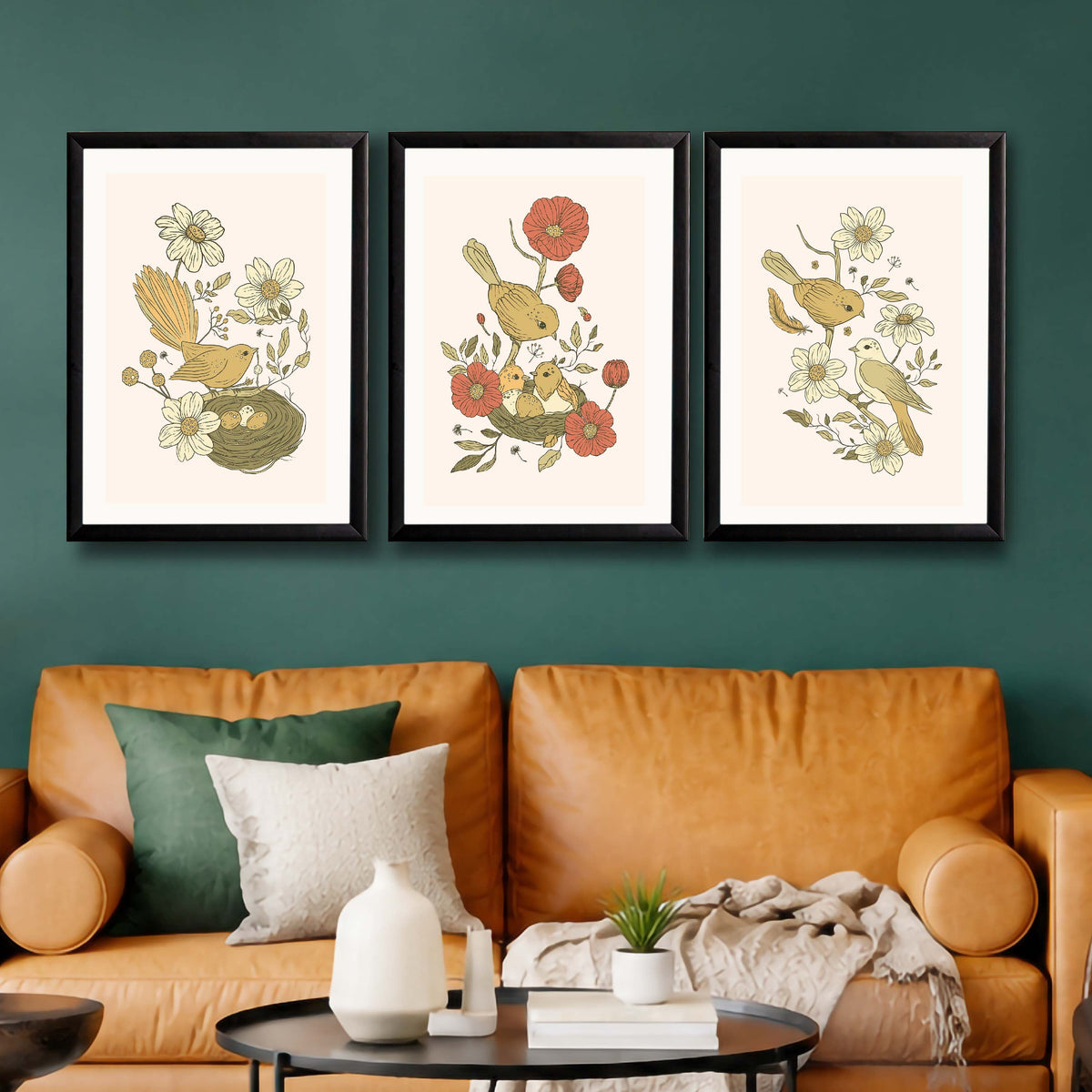 Botanical Bird Gallery Wall Set of 3 - 18 x 24 Inches – Asha Art Studio – Image 7