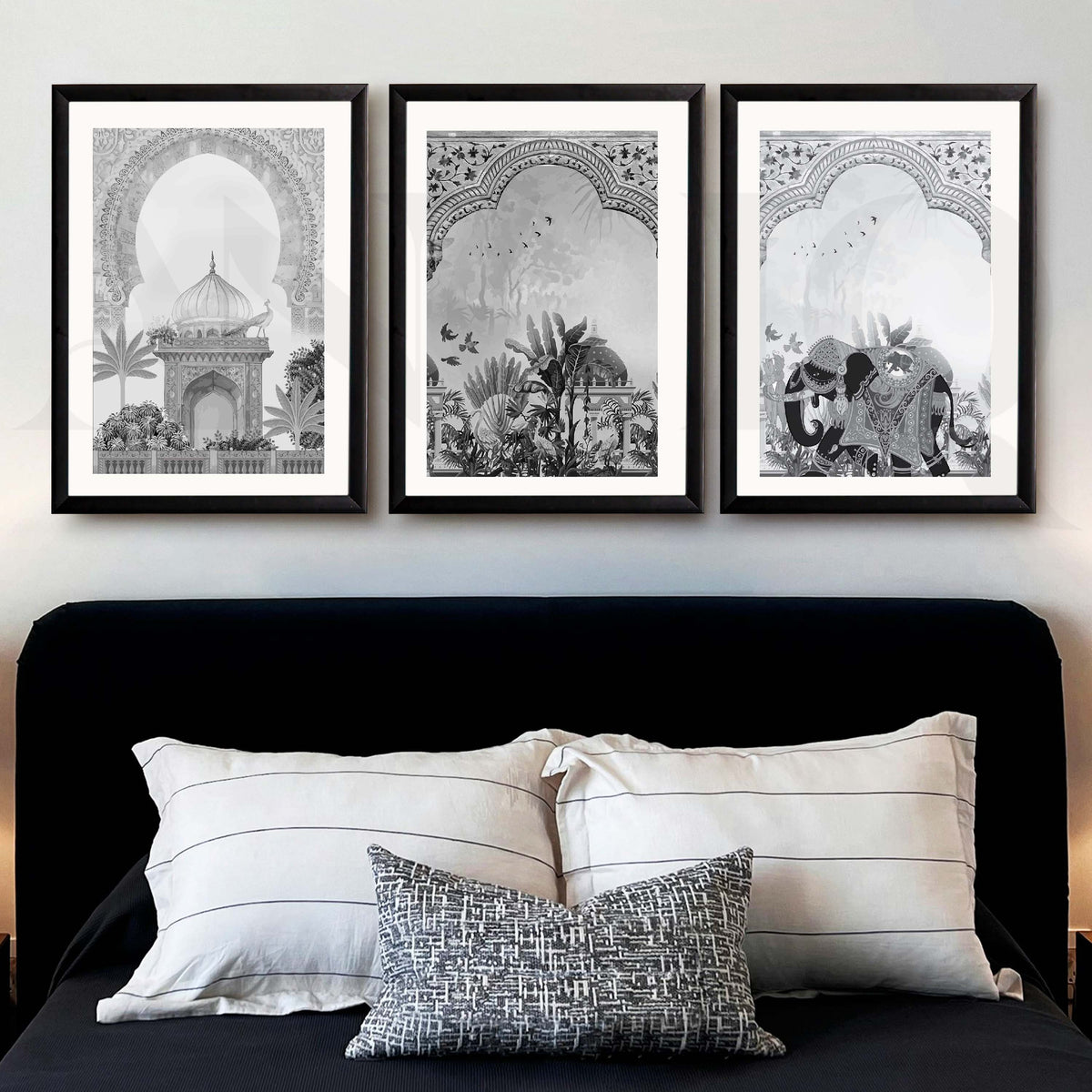 Indian Heritage Monochrome Gallery Wall Artwork Set of 3 – Asha Art Studio – Image 7