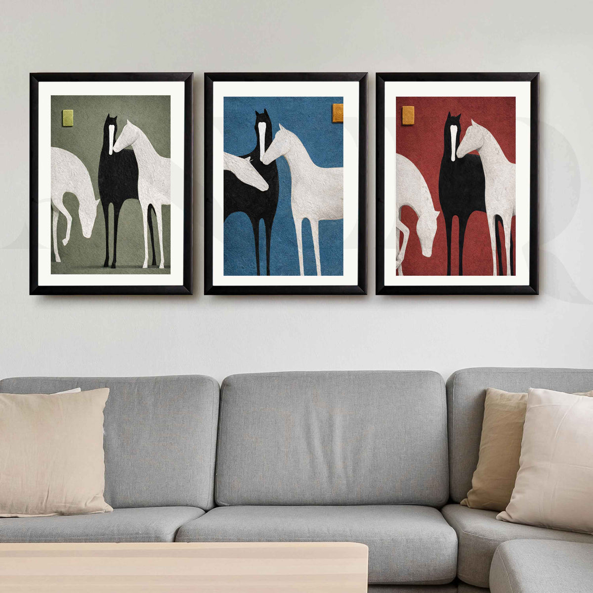 Modern Horse Gallery Wall Artwork Set of 3 – Asha Art Studio – Image 7