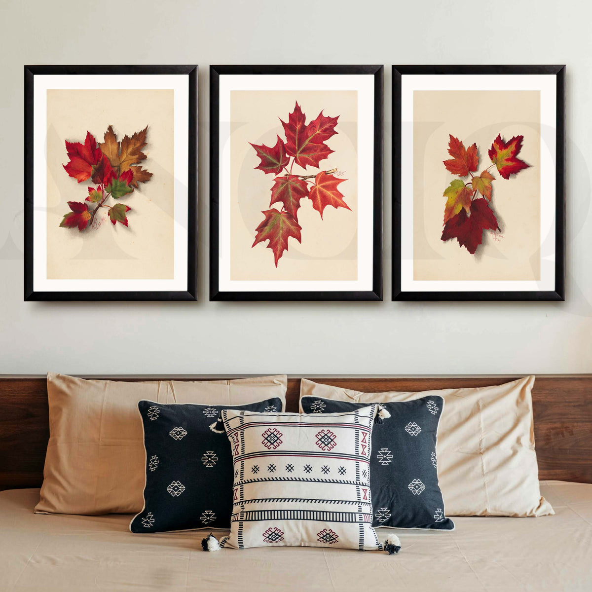 Autumn Maple Leaf Gallery Wall Artwork Set of 3 – Asha Art Studio – Image 7