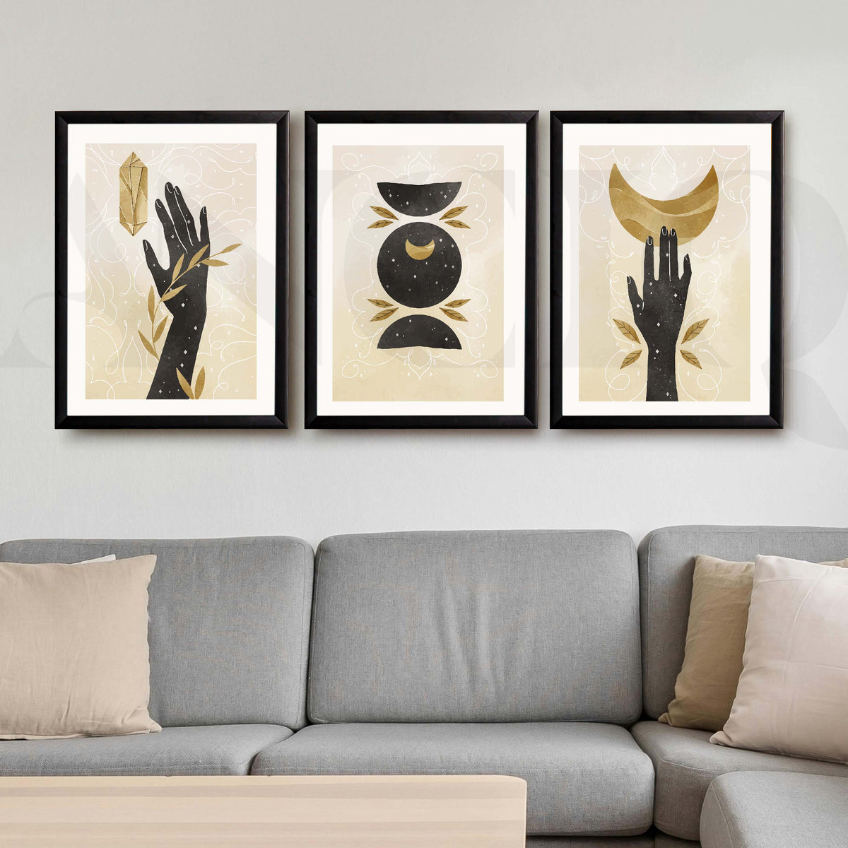 Clestial Hand Motif Gallery Wall Artwork Set of 3 – Asha Art Studio – Image 7