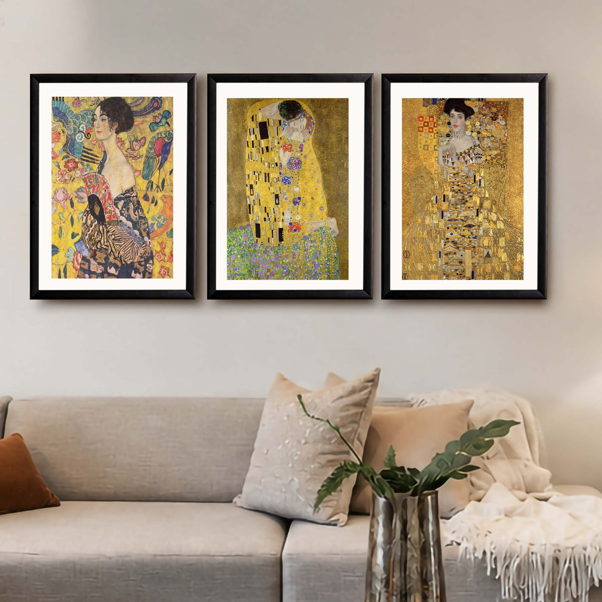 Golden Portrait Gallery Wall Canvas Artwork Set of 3 - 18 x 24 Inches – Asha Art Studio – Image 7