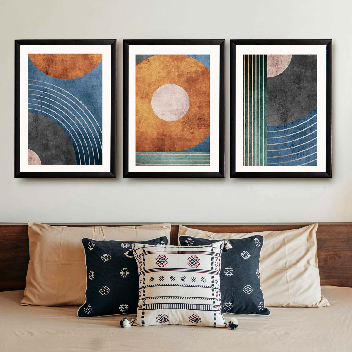 Retro Geometric Abstract Gallery Wall Set of 3 - 18 x 24 Inches – Asha Art Studio – Image 7