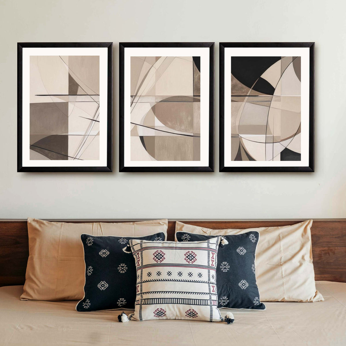 Neutral Geometric Abstract Gallery Wall Set of 3 - 18 x 24 Inches – Asha Art Studio – Image 7