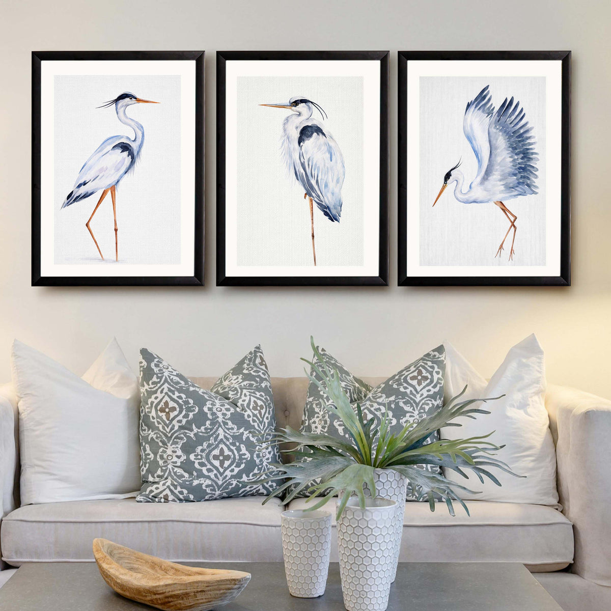 Heron Bird Gallery Wall Canvas Artwork Set of 3 - 18 x 24 Inches – Asha Art Studio – Image 7