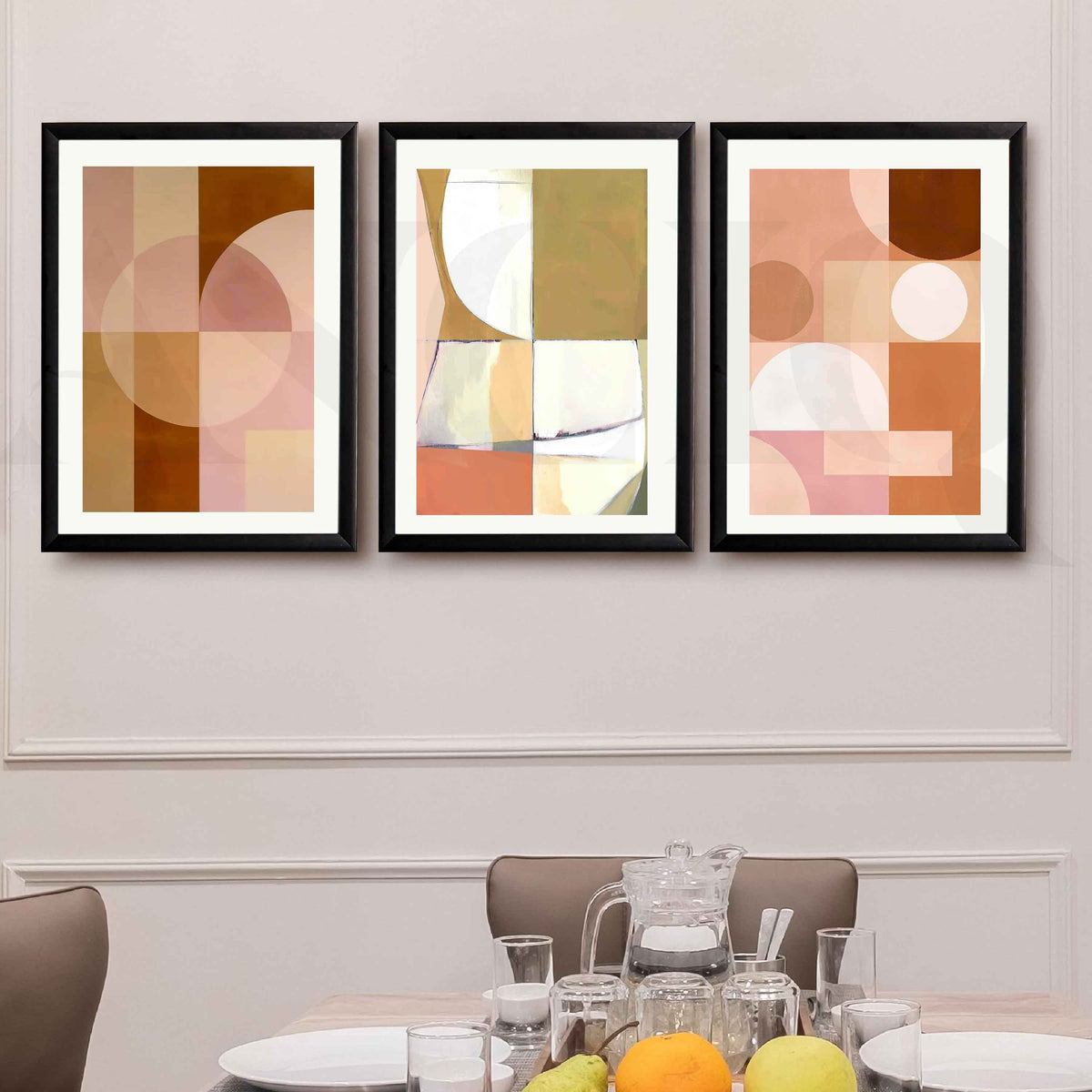 Soft Pastel Geometric Gallery Wall Artwork Set of 3 – Asha Art Studio – Image 7
