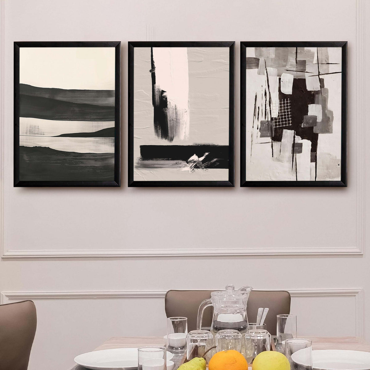 Monochrome Abstract Gallery Wall Set of 3 - 18 x 24 Inches – Asha Art Studio – Image 3