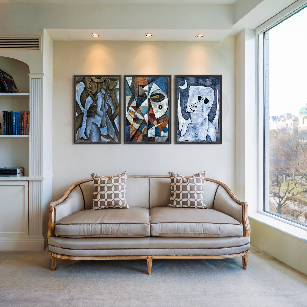 Cubist Midnight Faces Gallery Wall – Set of 3 Artworks – Asha Art Studio – Image 3