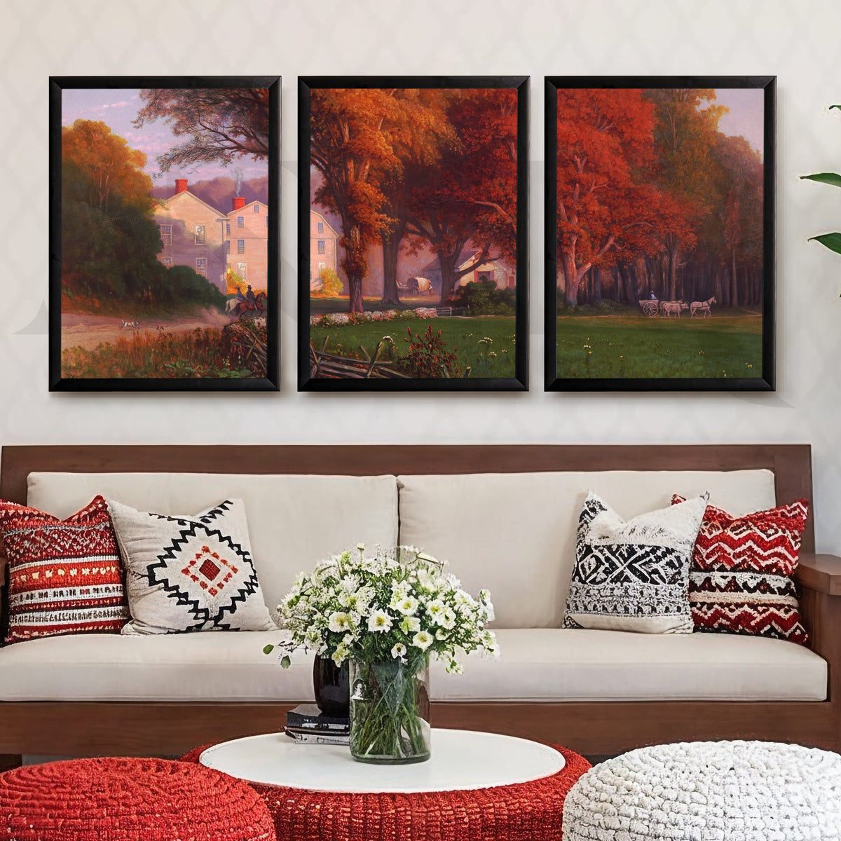 Autumn Countryside Estate Gallery Wall – Set of 3 Classic Landscape Artworks - 18 x 24 Inches – Asha Art Studio – Image 7