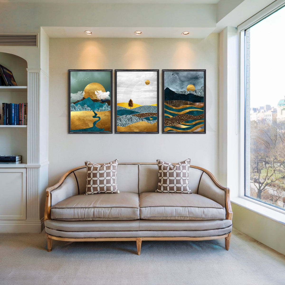 Golden Horizon Landscapes Gallery Wall – Set of 3 Artworks – Asha Art Studio – Image 3