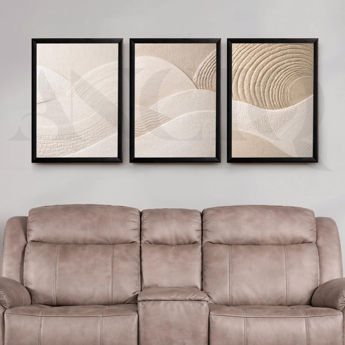 Neutral Textured Abstract Terrain Gallery Wall – Set of 3 Minimal Artworks - 18 x 24 Inches – Asha Art Studio – Image 3