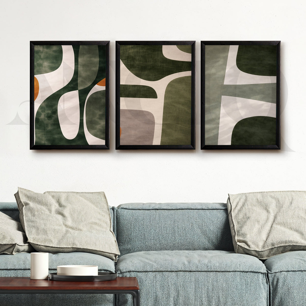 Organic Forms Abstract Gallery Wall – Set of 3 Contemporary Artworks - 18 x 24 Inches – Asha Art Studio – Image 3