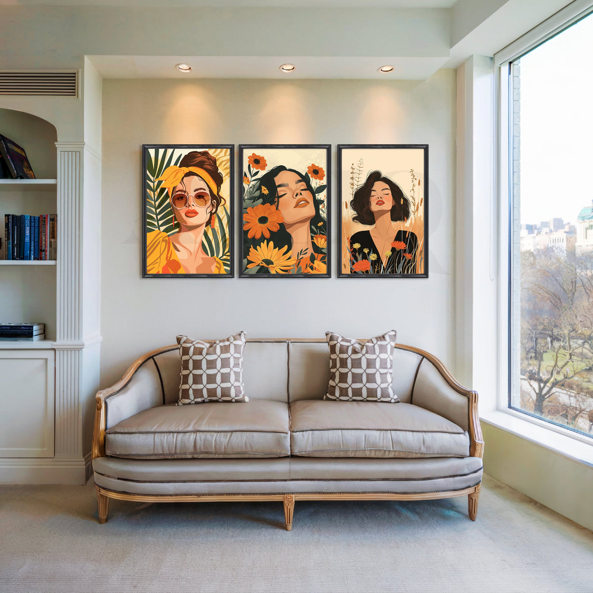 Golden Bloom Gallery Wall – Set of 3 Artworks – Asha Art Studio – Image 3